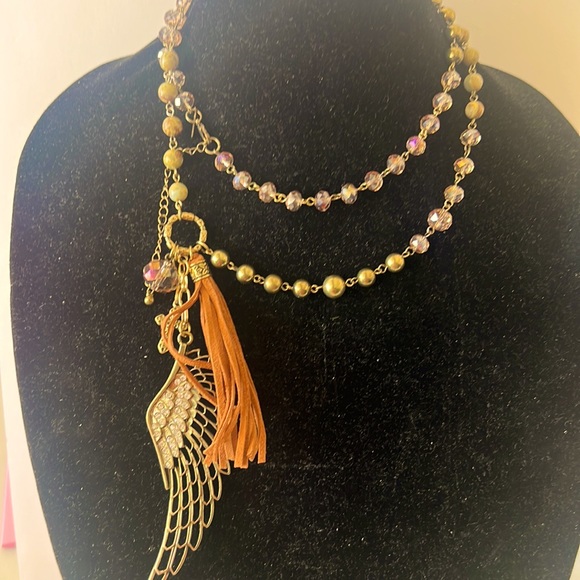 Skyward Jewelry - Skyward vintage long necklace or worn double strand, crystal, agate, faux pearls
